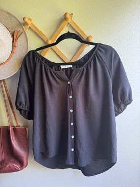 CJLA Callie Lightweight Black Button-Front Women’s Top